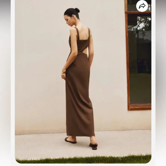 Commense linen & cotton cut out split long maxi dress - Picture 9 of 10